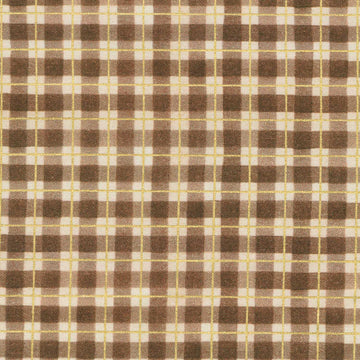 Hello Fall - Plaid Chestnut Metallic Yardage