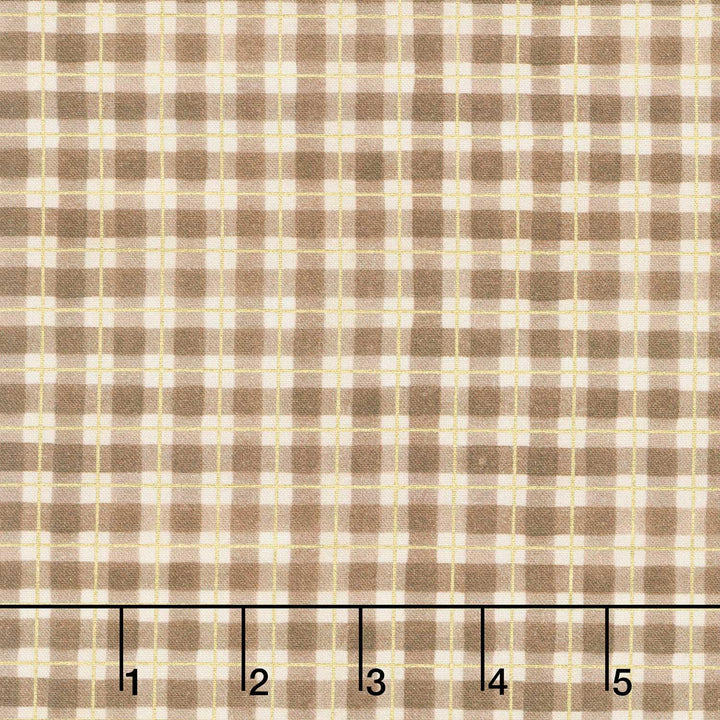Hello Fall - Plaid Chestnut Metallic Yardage
