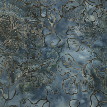 Nature Walk Batik - Rambling Leaves Steel Yardage