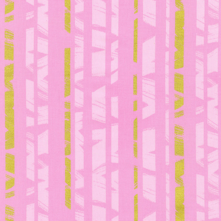 Brushy Metallic - Pointy Stripe Primrose Yardage