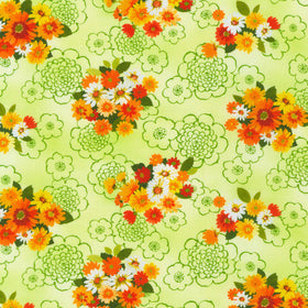 Cascading Flowers - Green Yardage