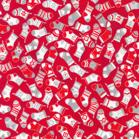 Holiday Charms - Stockings Scarlet Yardage