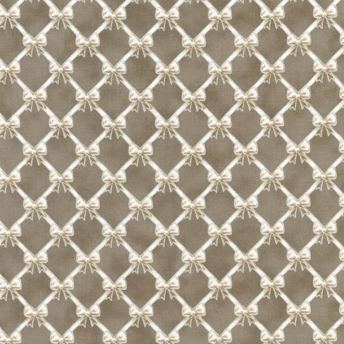 Holiday Flourish-Festive Finery - Lattice Bows Taupe Yardage
