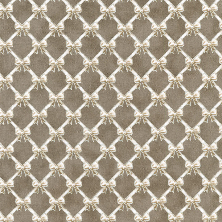 Holiday Flourish-Festive Finery - Lattice Bows Taupe Yardage