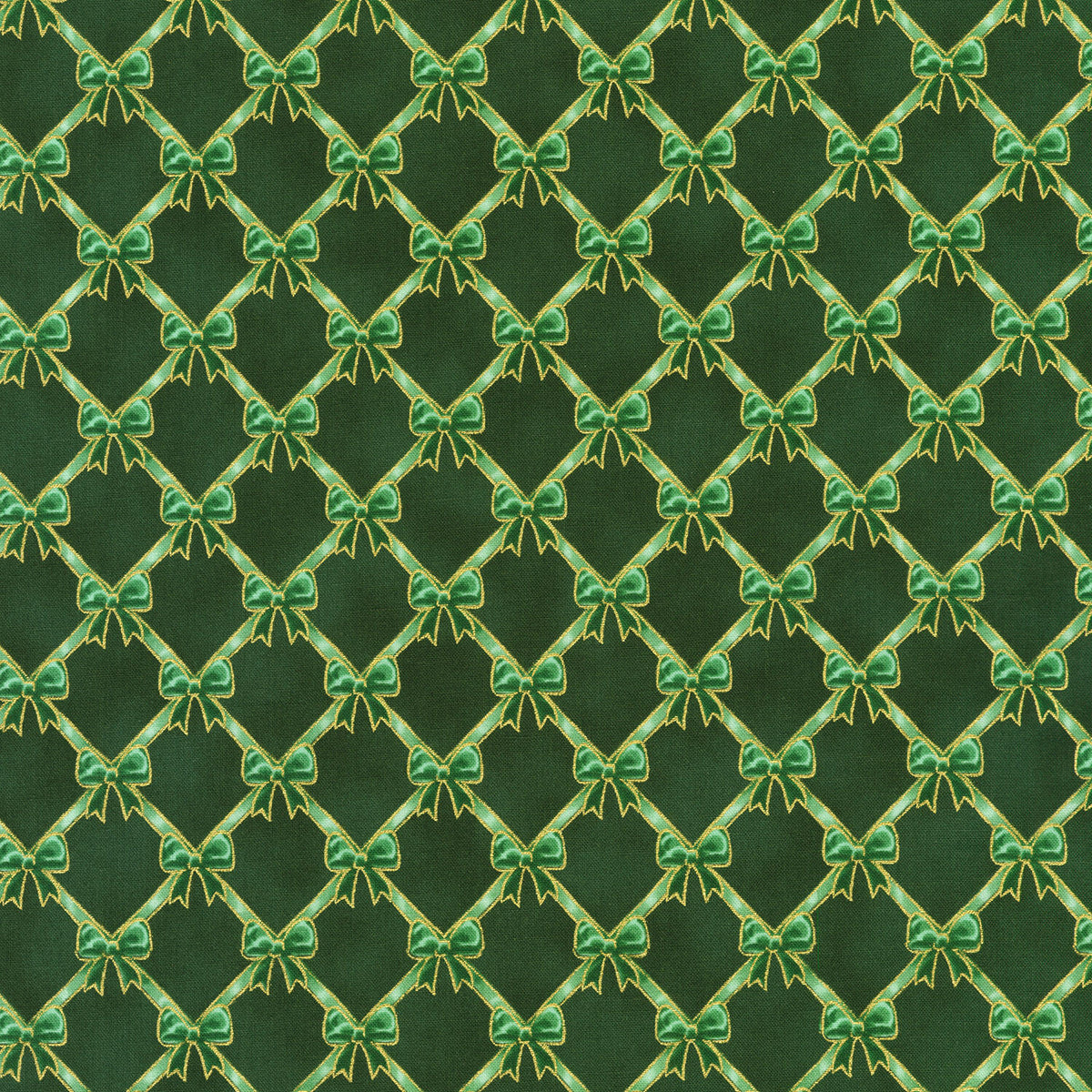 Holiday Flourish - Festive Finery Bows Evergreen Yardage