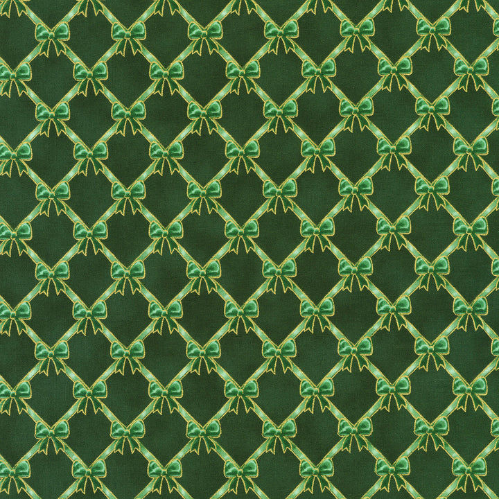 Holiday Flourish - Festive Finery Bows Evergreen Yardage