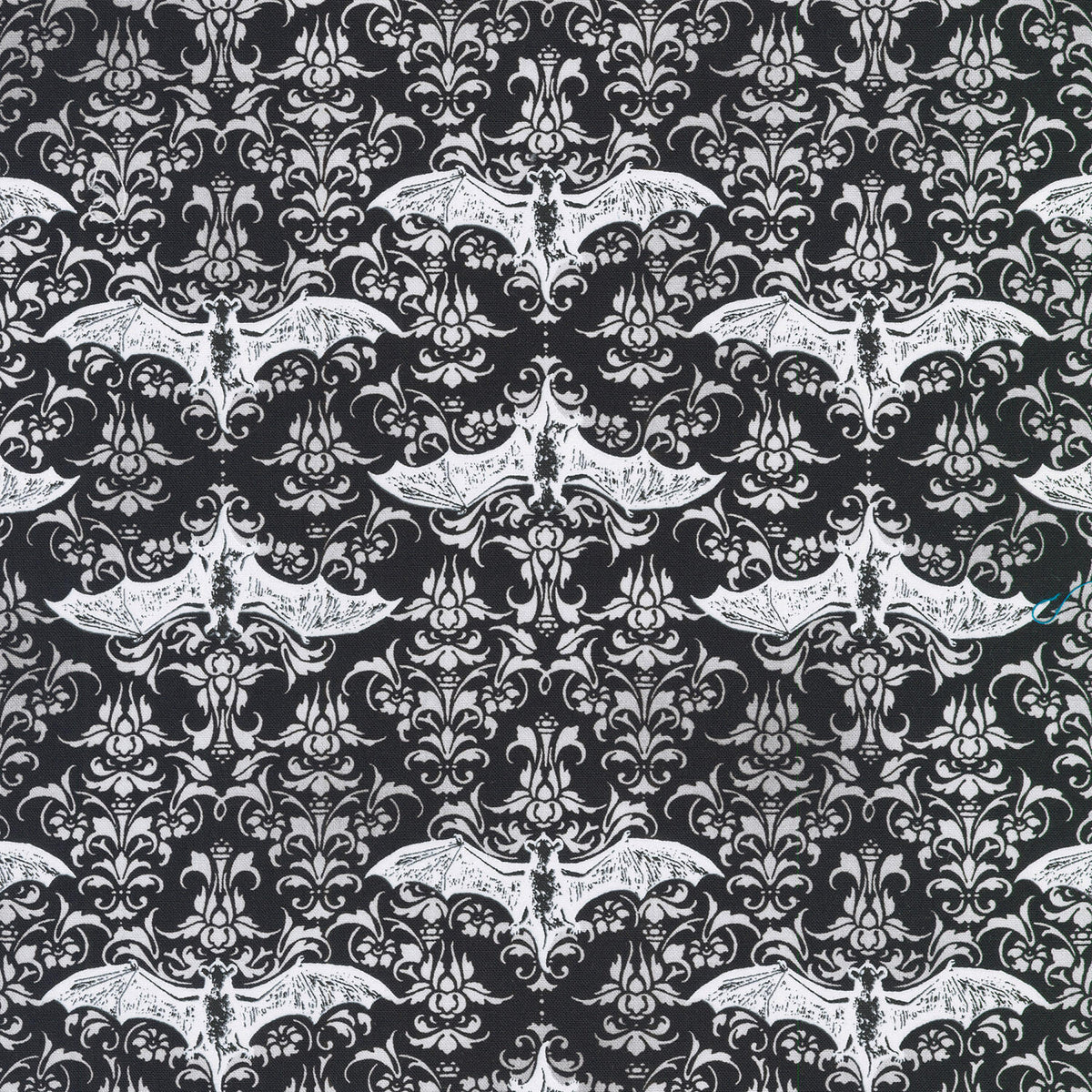 Lights Out - Gothic Bats Licorice Yardage