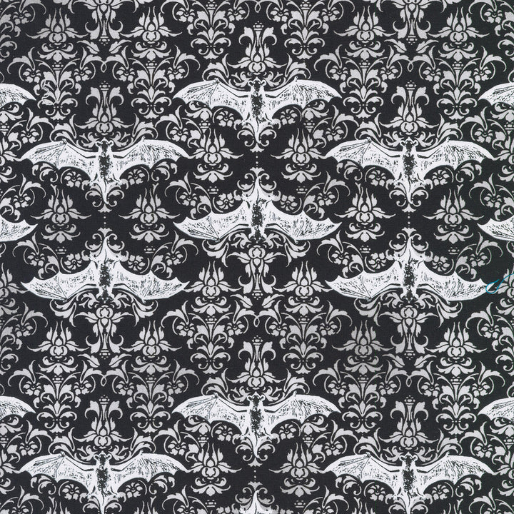 Lights Out - Gothic Bats Licorice Yardage