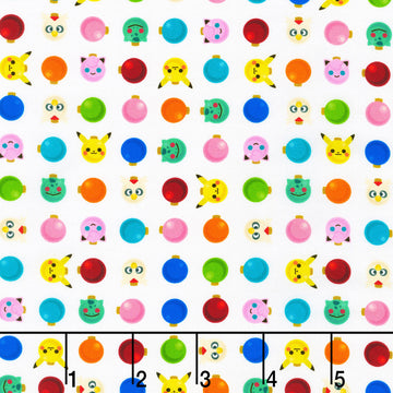 Pikachu's Holiday - Characters and Ornaments White Yardage
