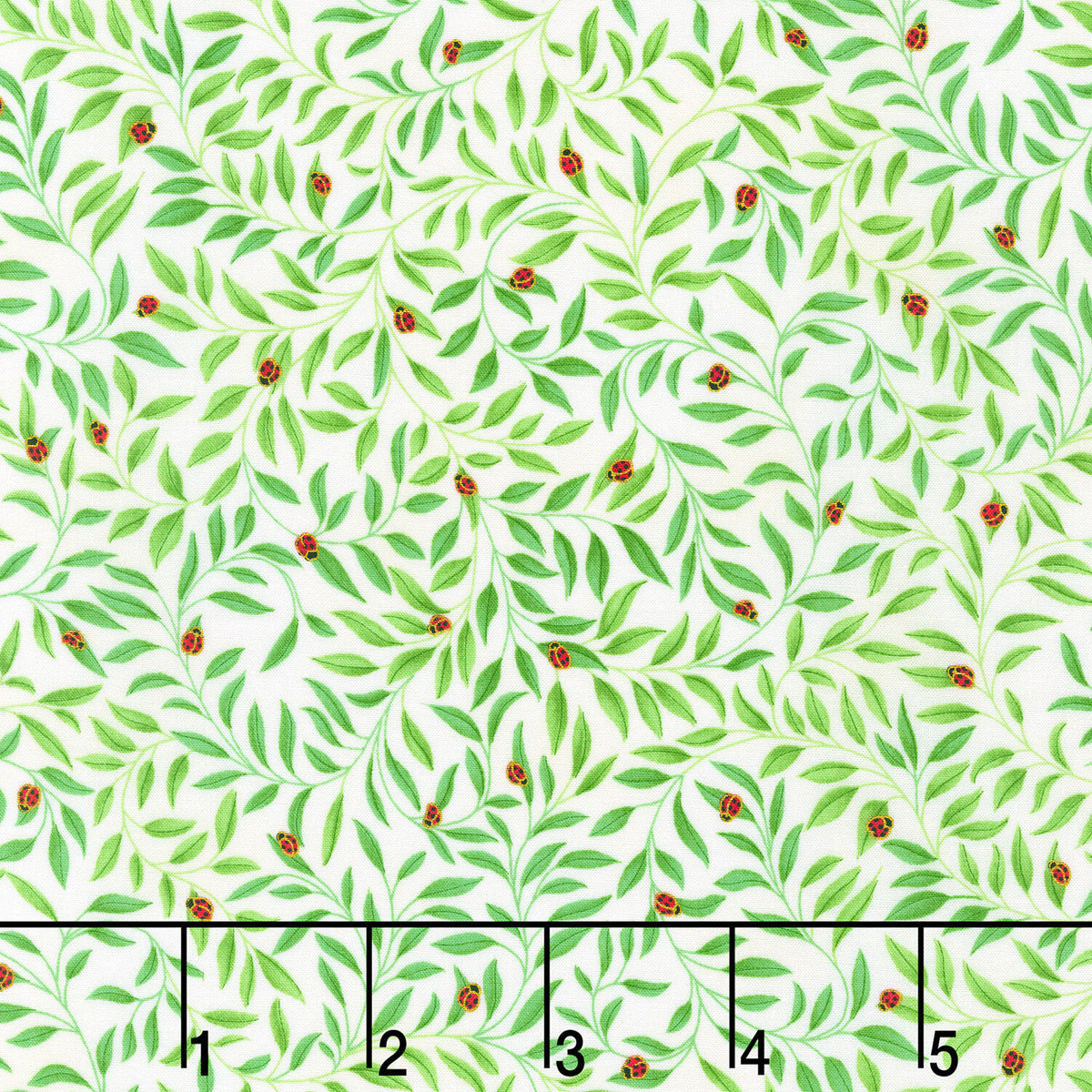 Parvaneh's Butterflies - Lady Bugs On Vines Eggshell Yardage