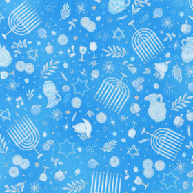 Stars Of Light - Hanukkah Light Blue Yardage
