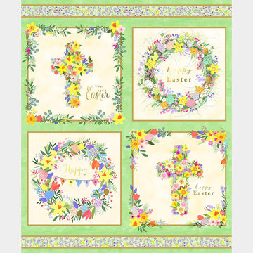 Happy Easter - Easter Flowers Meadow Panel
