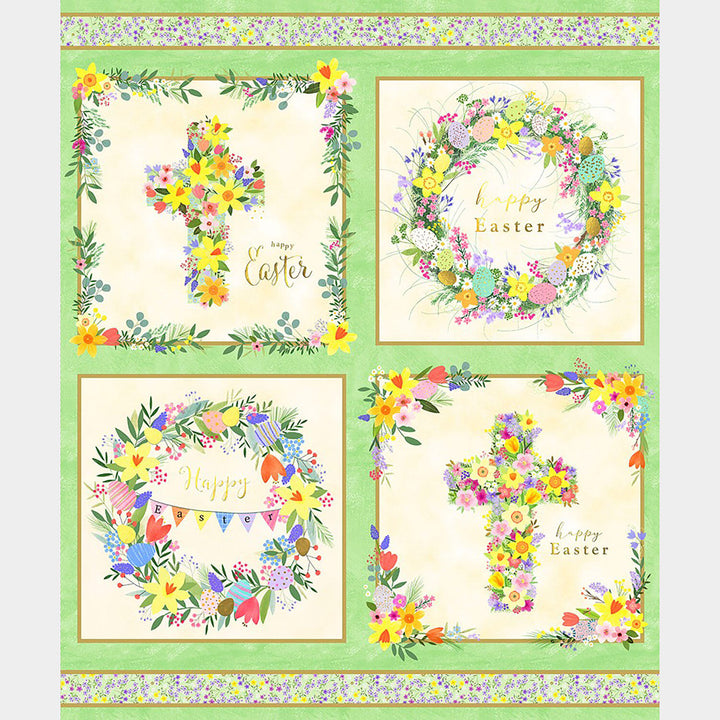 Happy Easter - Easter Flowers Meadow Panel