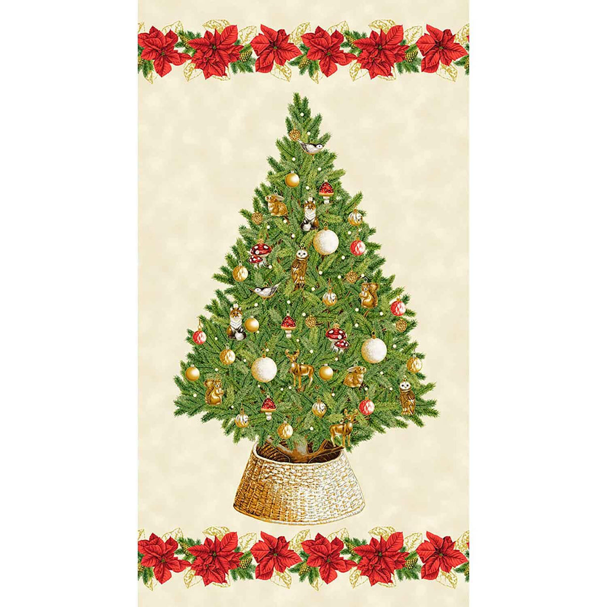 Holiday Flourish - Forest Glen Christmas Tree Cream Metallic Panel