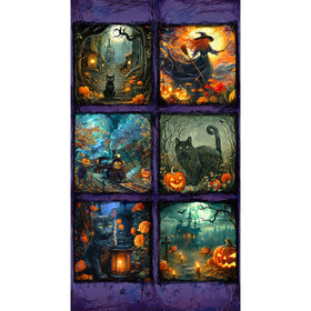 Moon Spell - Black Cat, Witch, Haunted House Night Block Panel