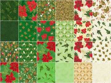 Holiday Flourish - Forest Glen Evergreen Colorstory Metallic Fat Quarter Bundle