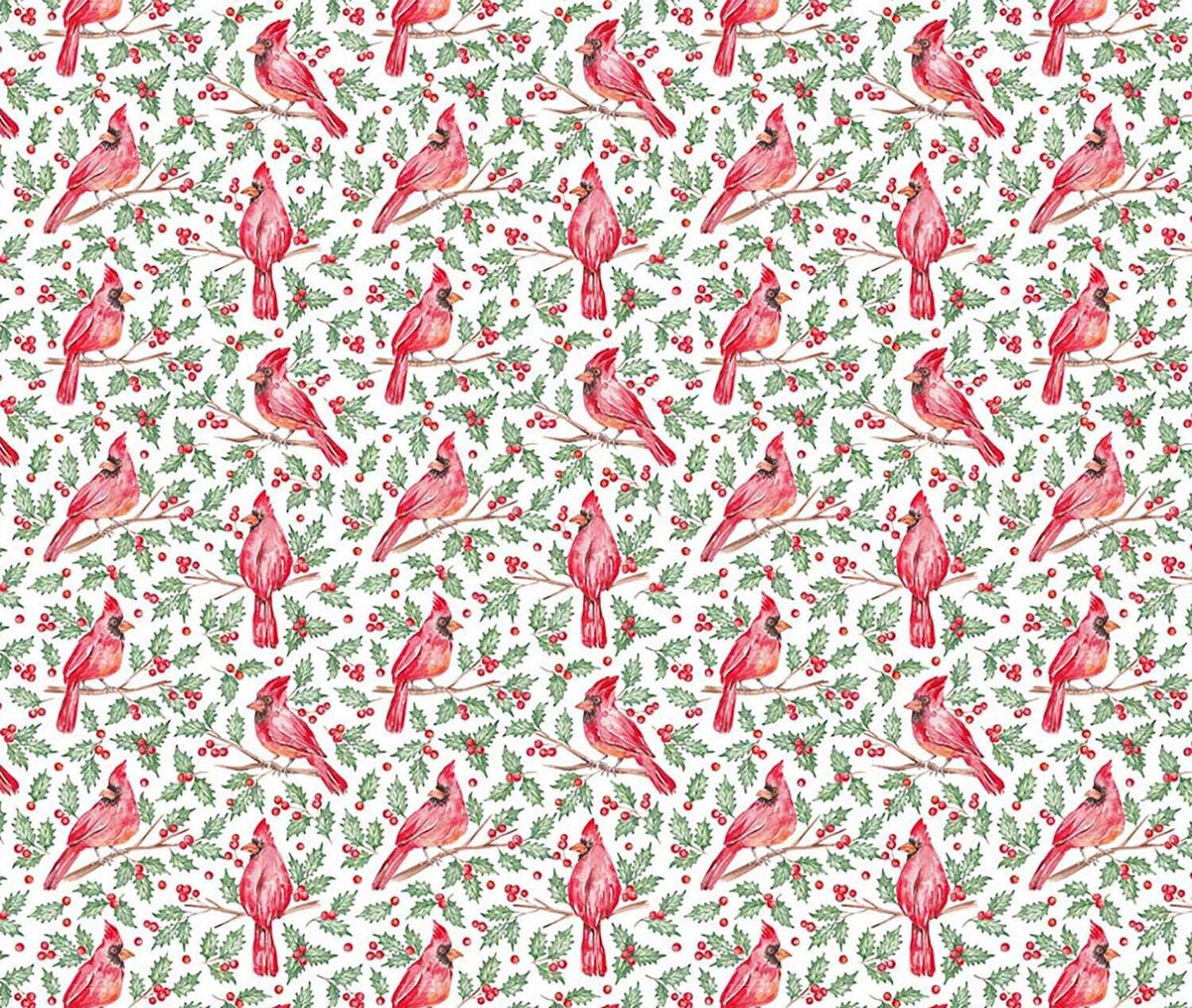Quilting Cuddle Prints - Christmas Keepsake Cardinal Joy Multi Yardage