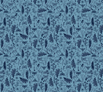 Quilting Cuddle Prints - Whispering Blooms Faegrove Blue Yardage