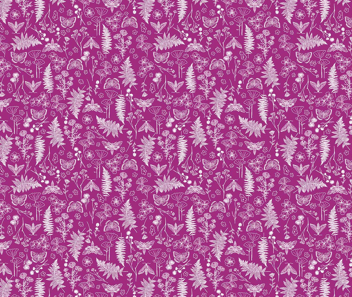 Quilting Cuddle Prints - Whispering Blooms Faegrove Magenta Yardage