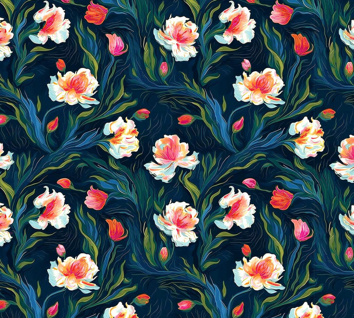 Quilting Cuddle Prints - Whispering Blooms Nightshade Vibrant Yardage