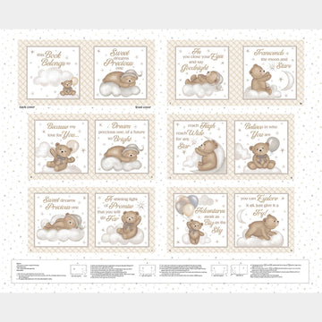 Sleepy Teddy - Teddy Bear Book White Multi Panel
