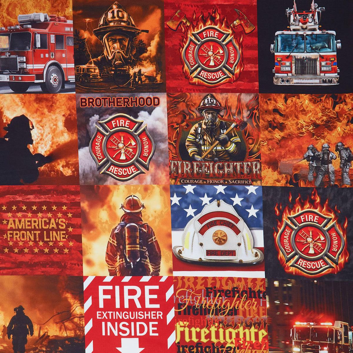 Service & Rescue - Firefighter Cheater Quilt Orange Yardage