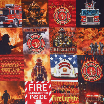 Service & Rescue - Firefighter Cheater Quilt Orange Yardage