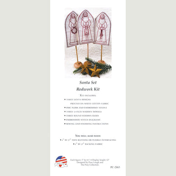 Santa Redwork Embroidery Kit