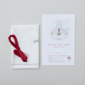 Patriotic Redwork Embroidery Table Topper Kit