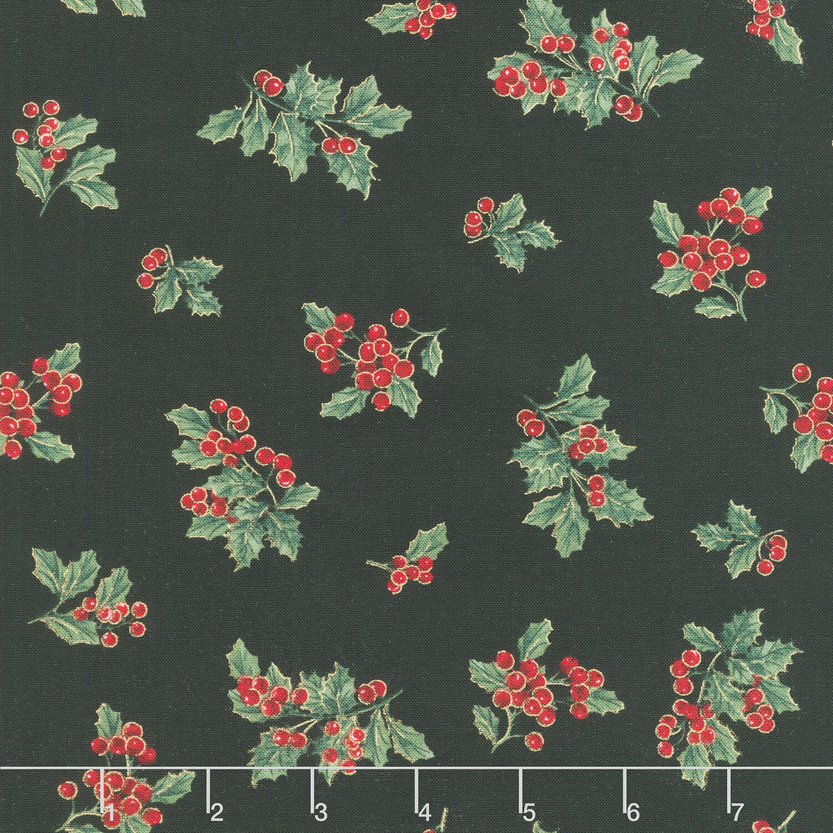 Merry Christmas - Holiday Holly Metallic Yardage