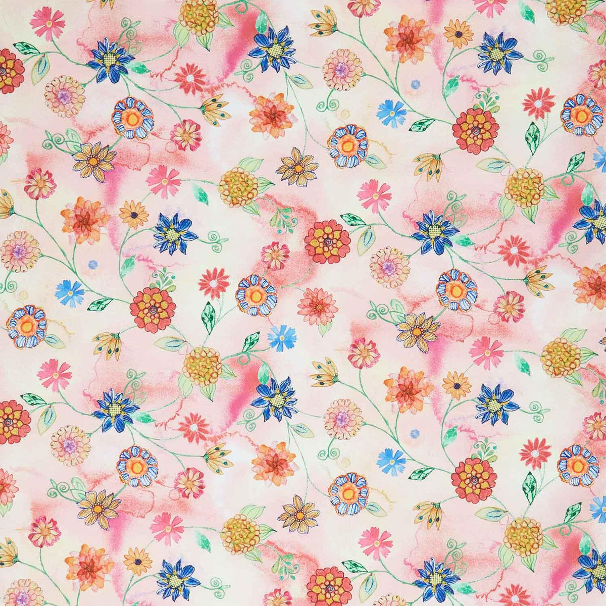 Love Spell - Spaced Floral Vines Love Digitally Printed Yardage