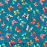 Wild Garden - Teal Butterflies Yardage