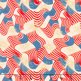 Stripes and Stars - Flags & Fireworks Cream Yardage