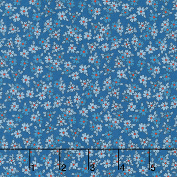 Stripes and Stars - Small Floral Blue Yardage