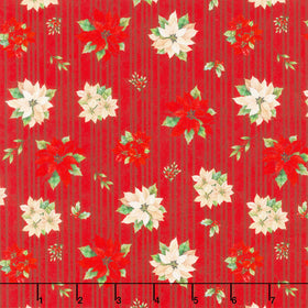 Poinsettia Radiance - Poinsettia Toss Red Yardage