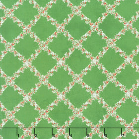 Feathered Festivities - Trellis Green Yardage
