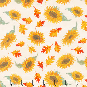 Harvest Delight - Sunflower Toss Cream Yardage