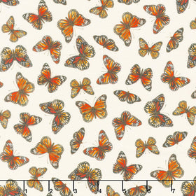 Monarch Meadow - Butterfly Toss Cream Yardage