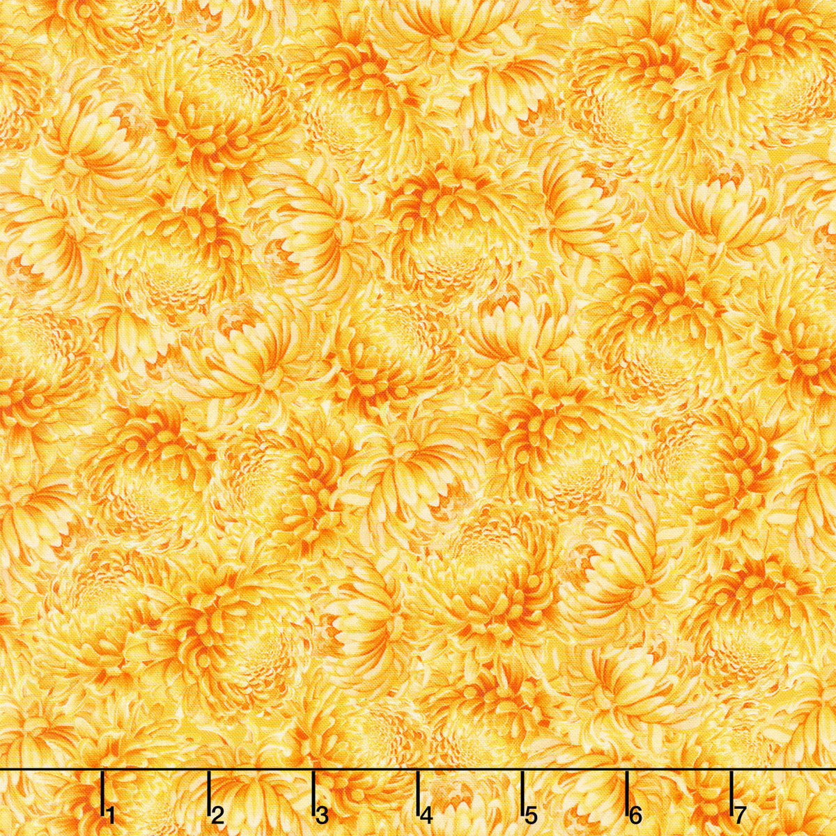 Monarch Meadow - Packed Chrysanthemum Yellow Yardage