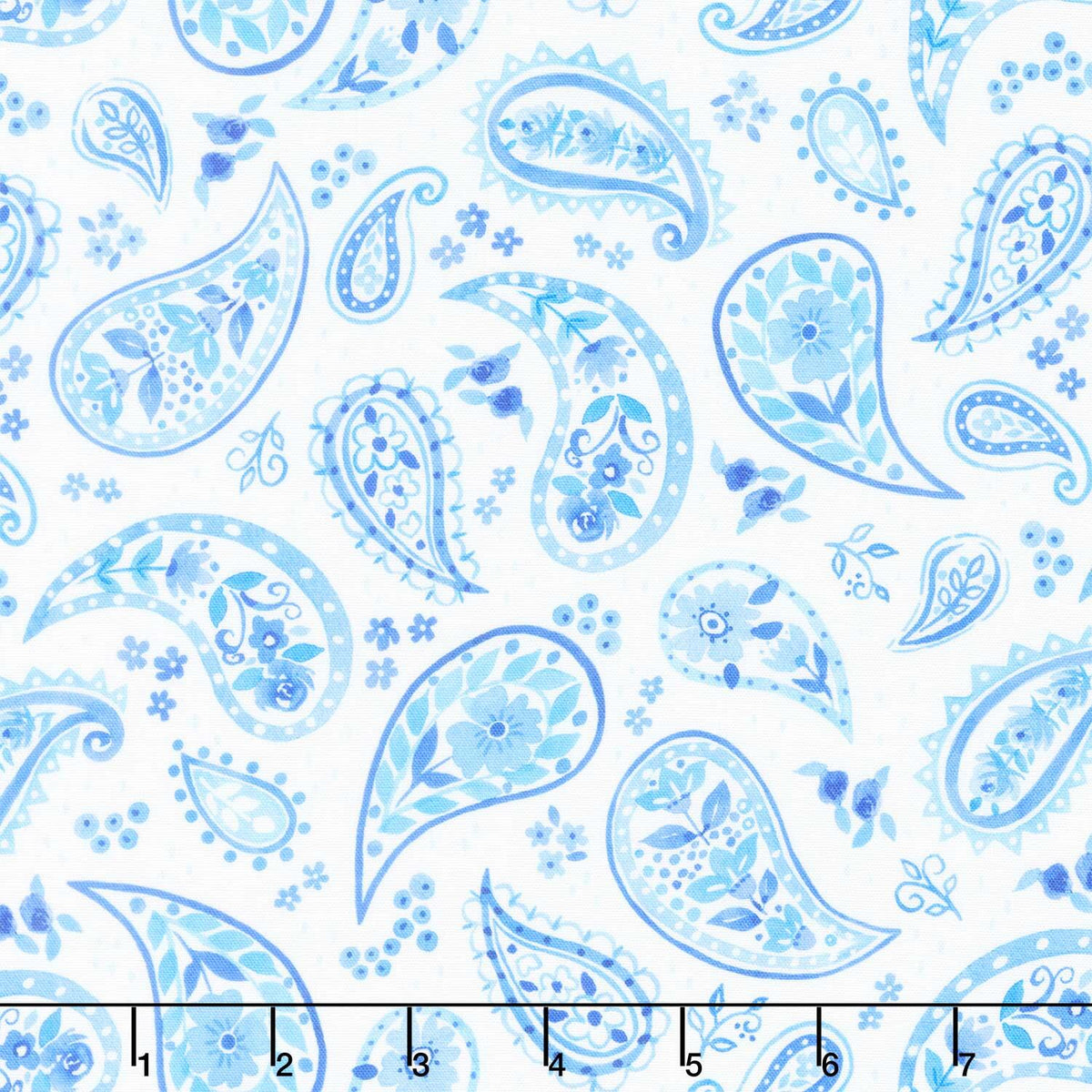 Indigo Lane - Paisley White Yardage