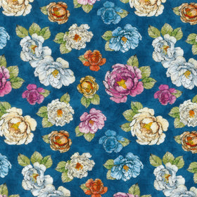 Growing in Color - Medium Floral Denim Yardage
