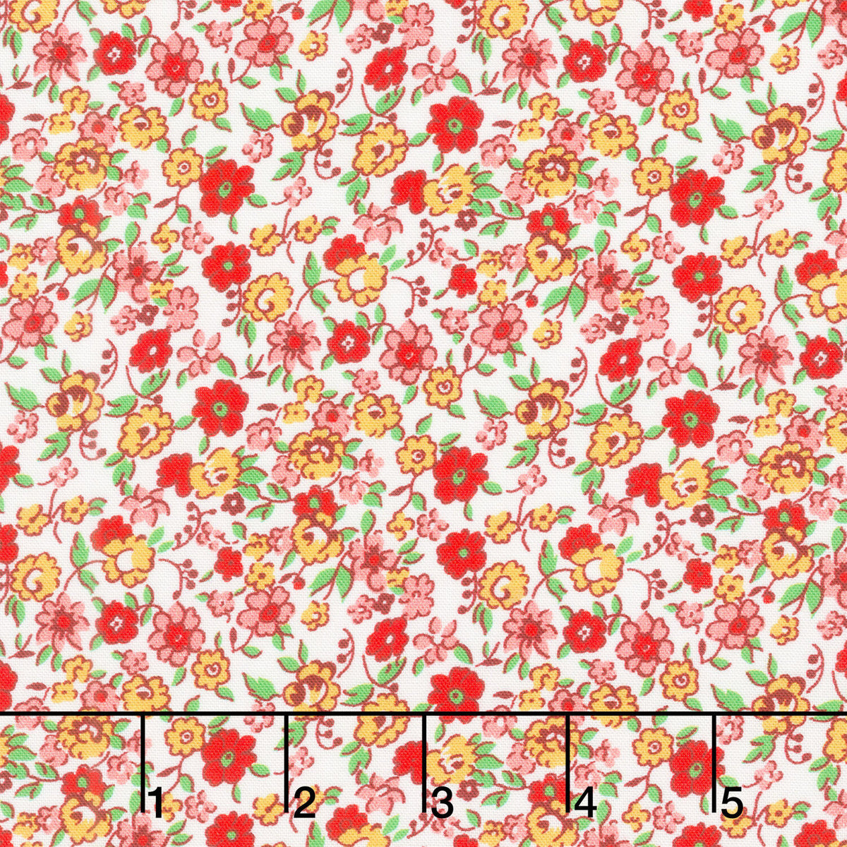 Merry Go Round - Flowing Flowers Red Yardage