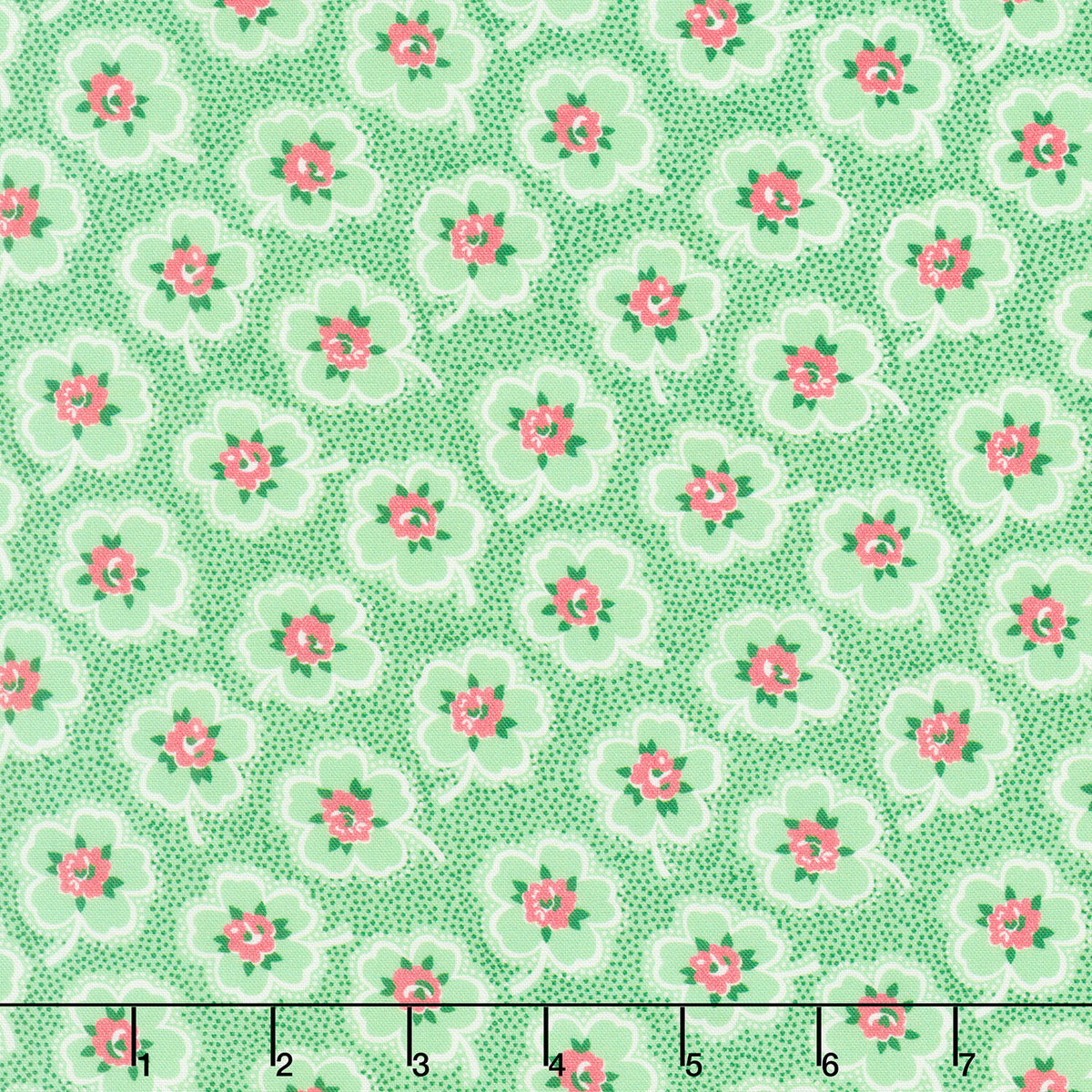 Merry Go Round - Ditzy Dotted Floral Green Yardage