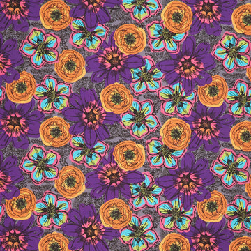 Winding Road - Flower Fields Charcoal Yardage