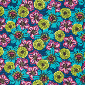 Winding Road - Flower Fields Teal Yardage