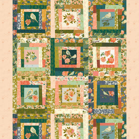 Lush Life - Birds Log Cabin Cheater Multi Yardage