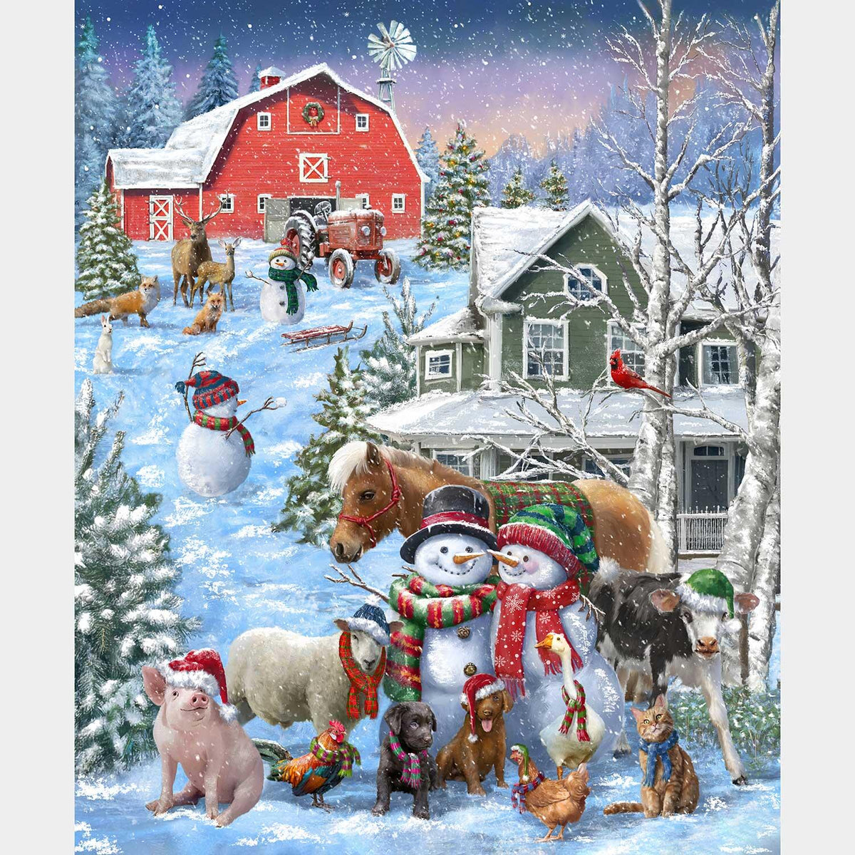 Winter Wonder - Snow Friends Icy Blue Puff Panel