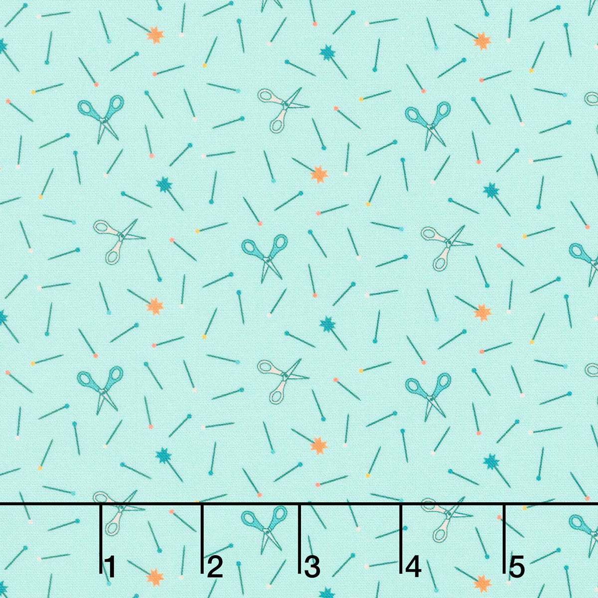 Welcome To Quilt Town - Scissors and Pins Aqua Yardage
