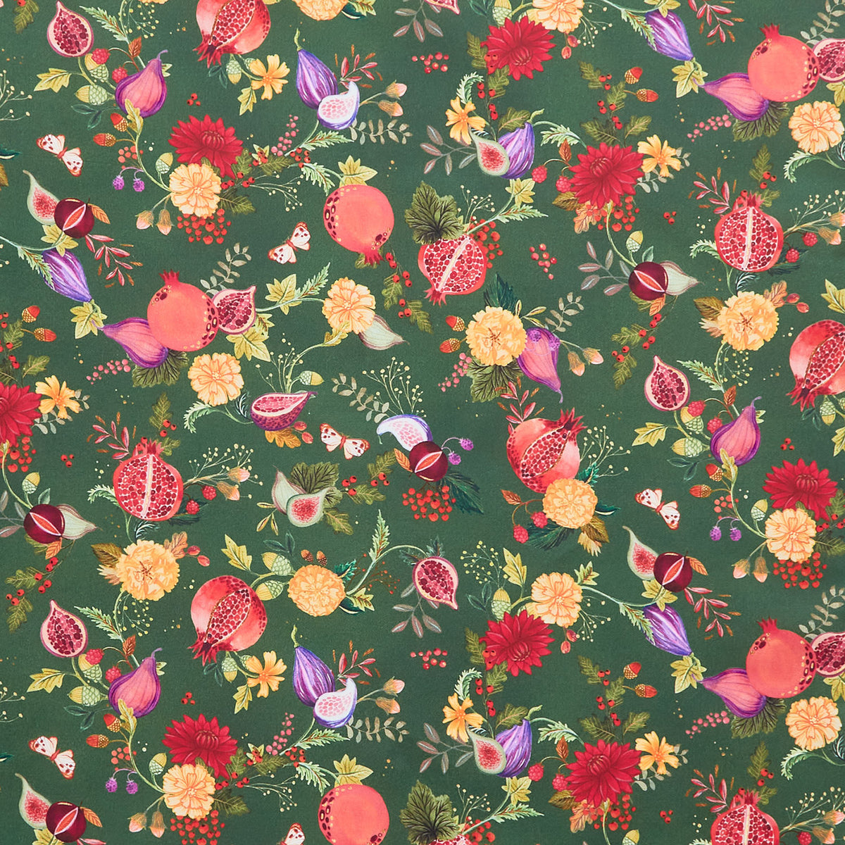 Thankful (Robert Kaufman) - Pomegranates Parsley Yardage Primary Image