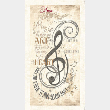 Sonata - Music Notes Beige Panel Primary Image